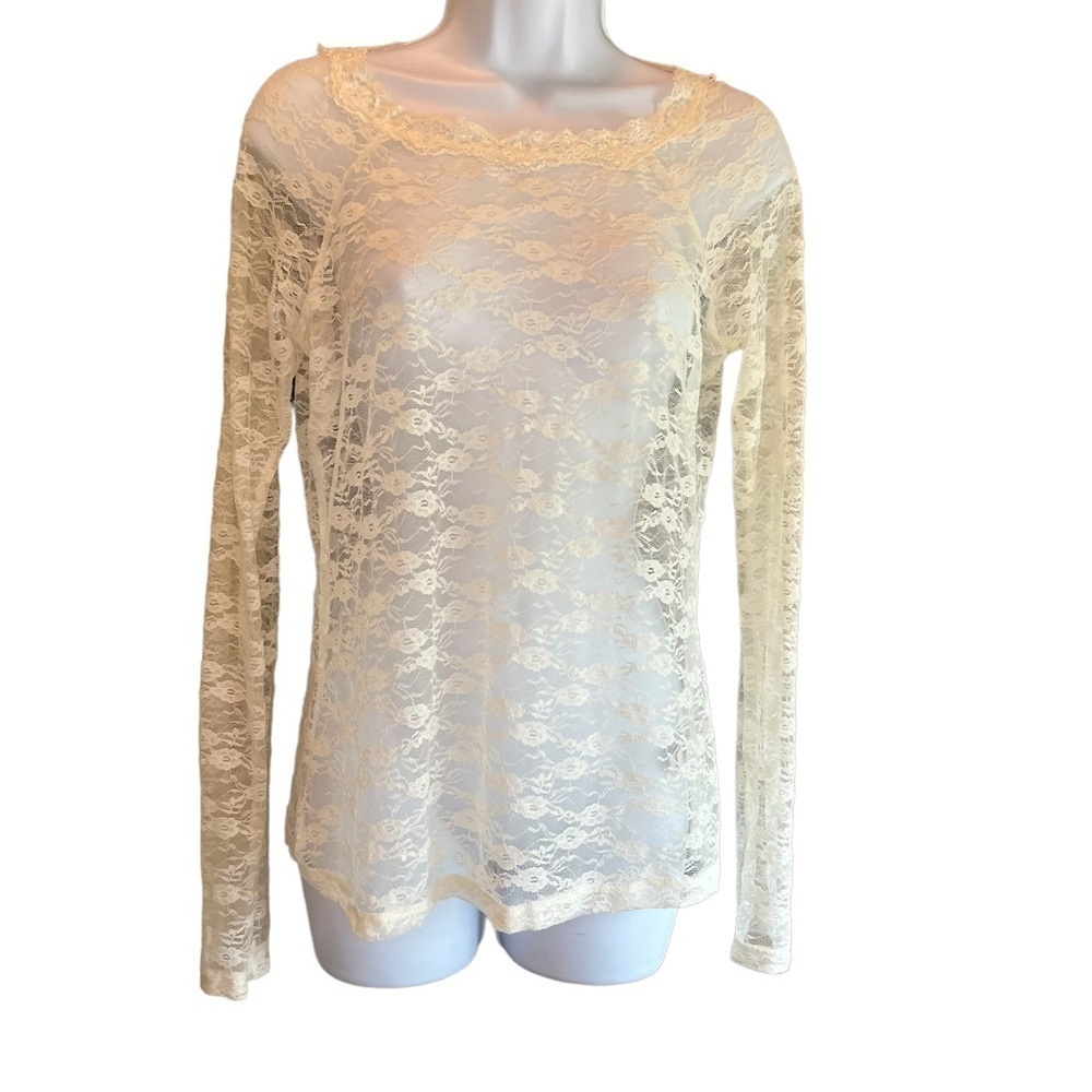 MUDD brand sheer cream colored long sleeve sheer blouse. Size Large​​​​​